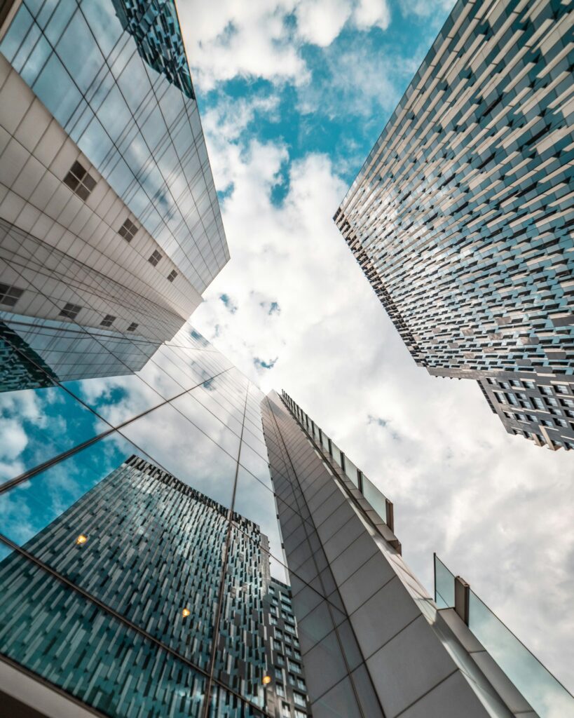 pexels-photo-2529179-2529179 Low angle view of modern skyscrapers reflecting the cloudy sky in Brussels, Belgium.